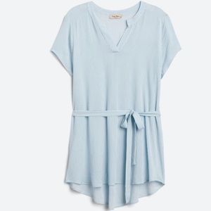 Segura Blue Stripe Tie Waist Maternity Blouse